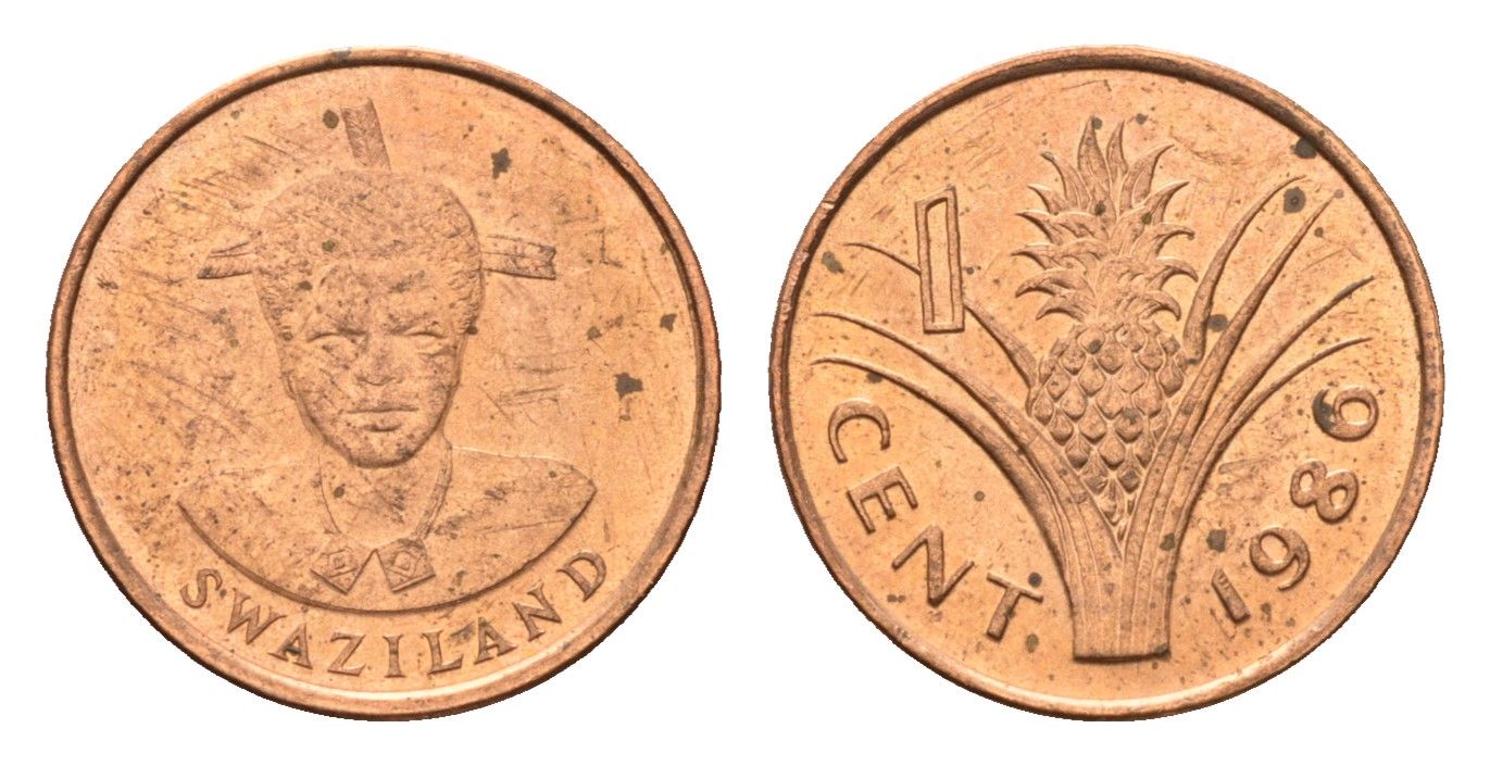Свазиленд 1 цент 1986 KM 39 сталь плакированная медью UNC 4674-1256