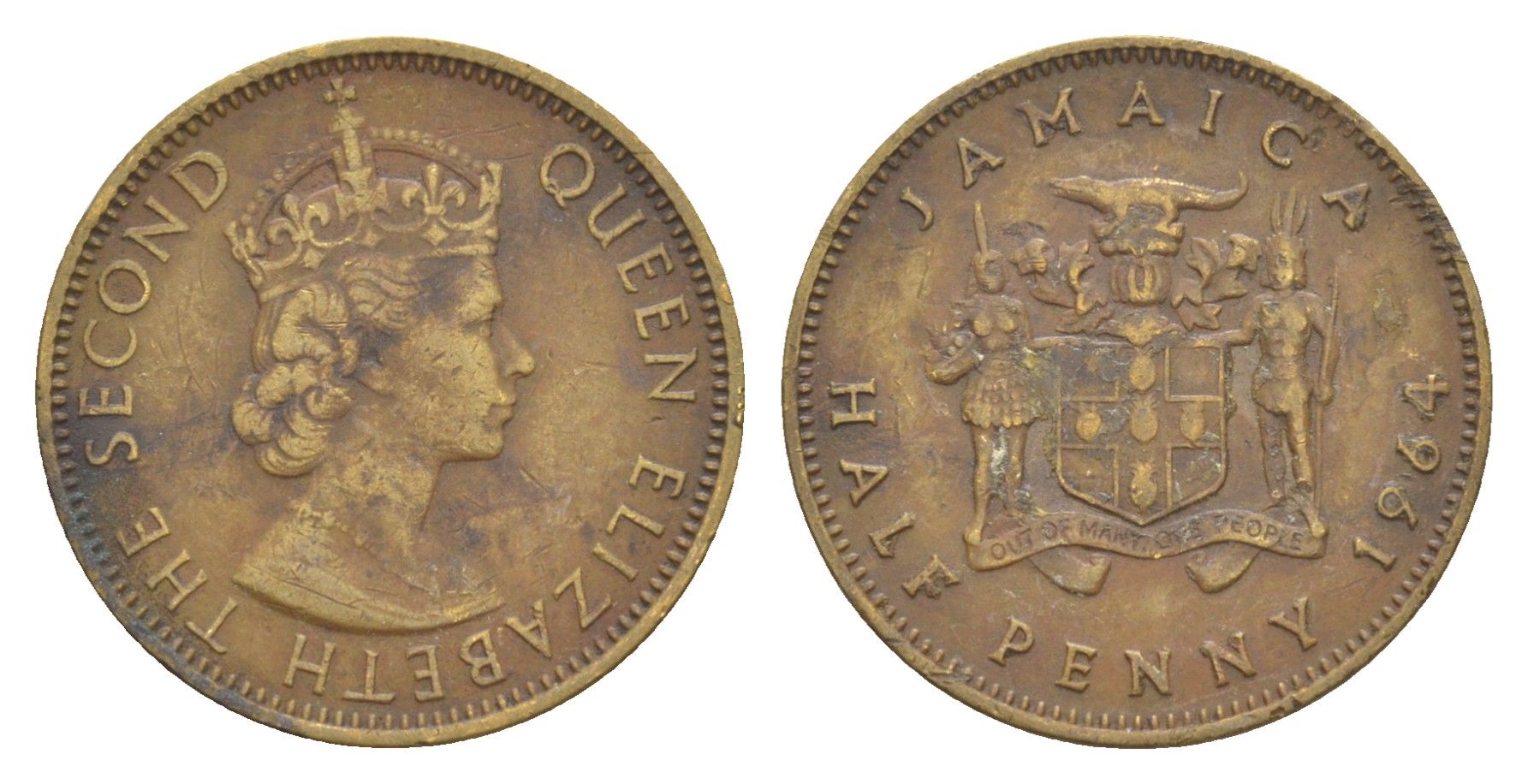 Ямайка 1/2 пенни 1964 Елизавета II (1952-2022) KM 38 никель латунь 4626-632