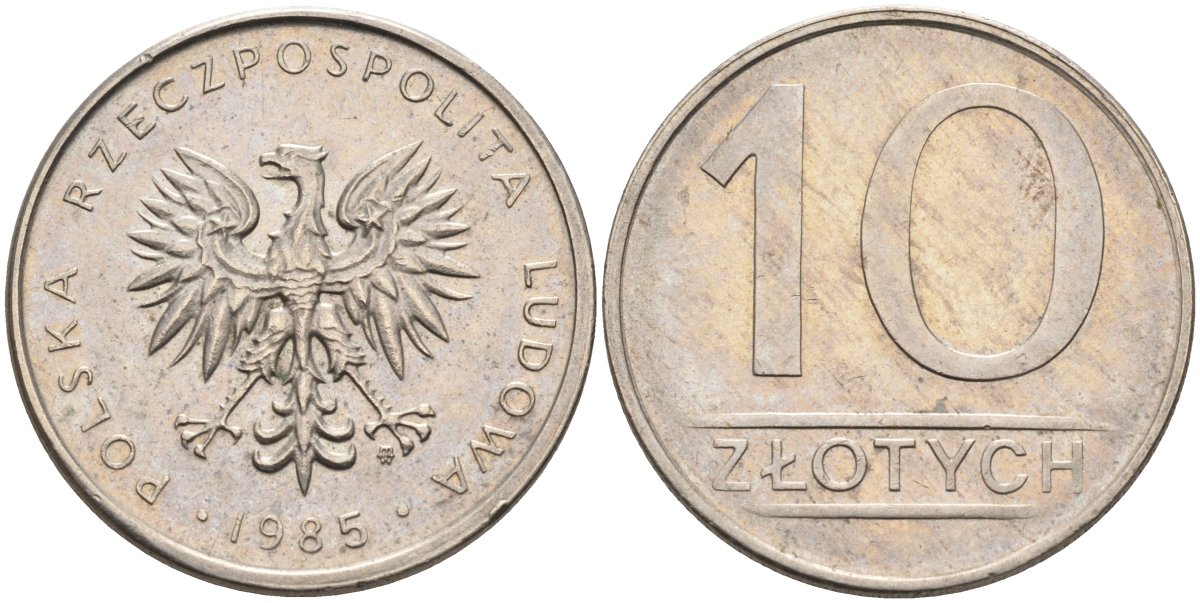 Польша 10 злотых 1985 MW, Народная Республика KM 152.1, Parchimowicz 243b медно-никель 4563-155