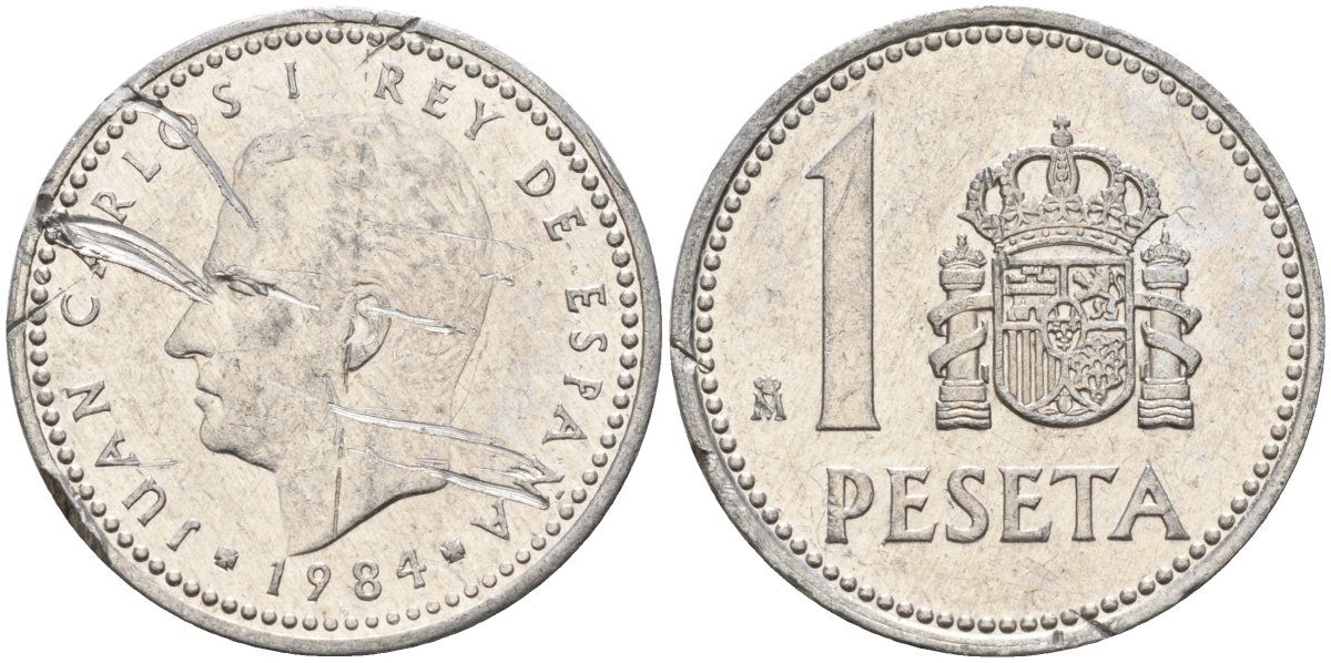 Испания 1 песета 1984 Хуан Карлос I (1975-2014) KM 821 алюминий 4155-455