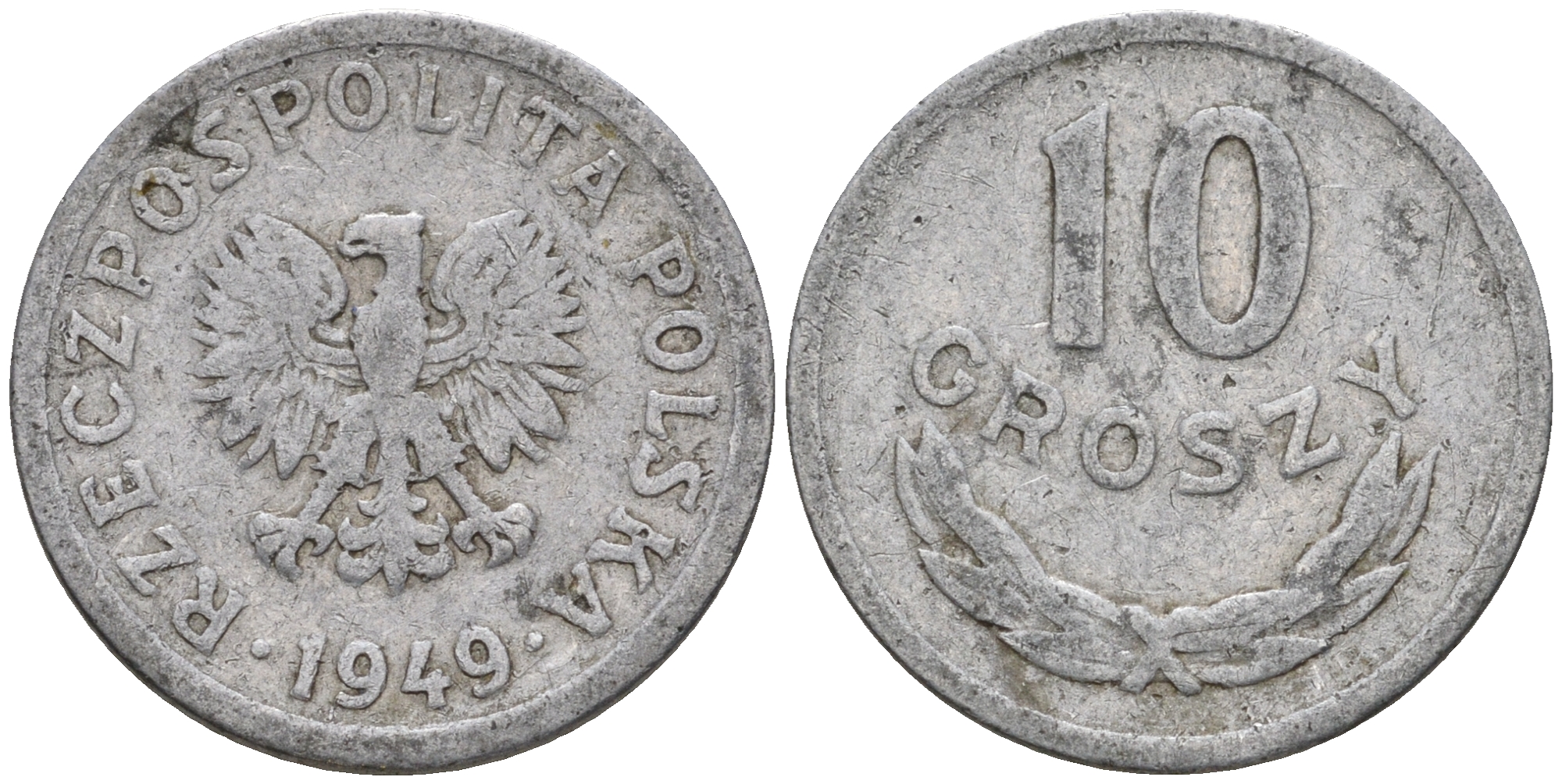 Польша 10 грошей 1949  KM 42а алюминий    4602-739