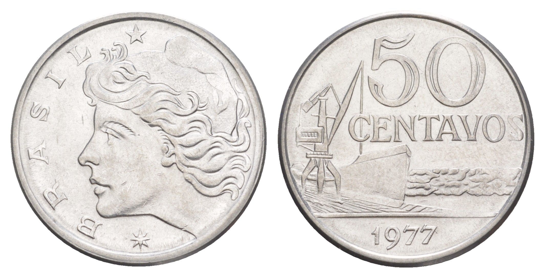 Бразилия 50 сентаво 1977 KM 580b нержавеющая сталь UNC 4642-1131