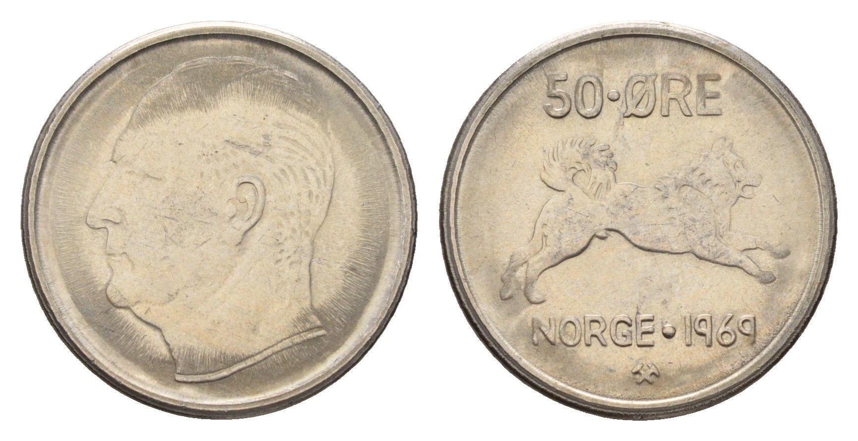 Норвегия 50 эре 1969 Улаф V (1957-1991) KM 408 медно-никель 4588-444