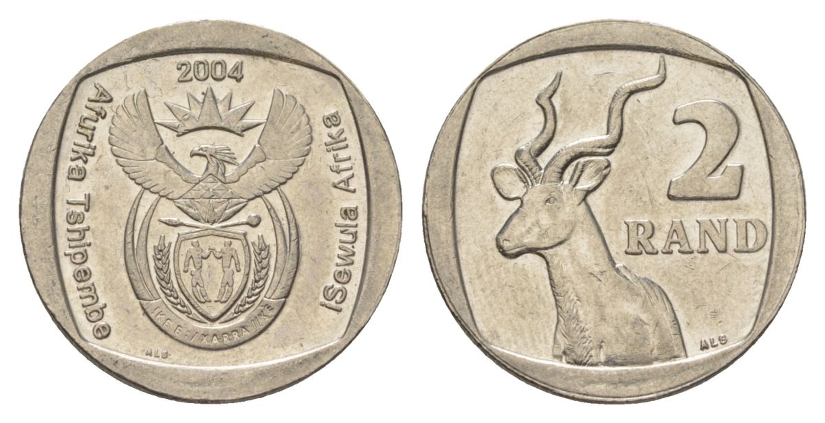 ЮАР 2 ранда 2004 KM 336 медь плакированная никелем UNC 4628-116
