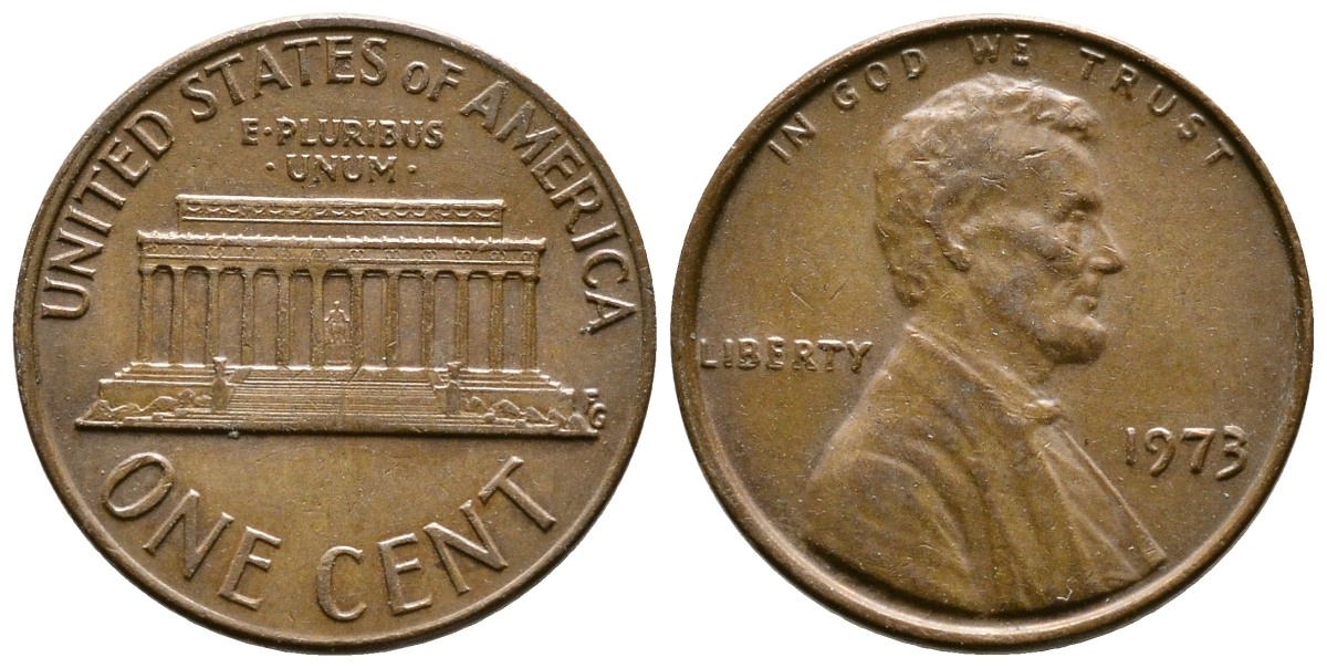 США 1 цент 1973 Авраам Линкольн KM 201 медь цинк 3458-135