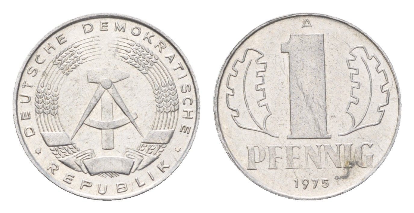 ГДР 1 пфенниг 1975 KM 8.1 алюминий 4685-1147