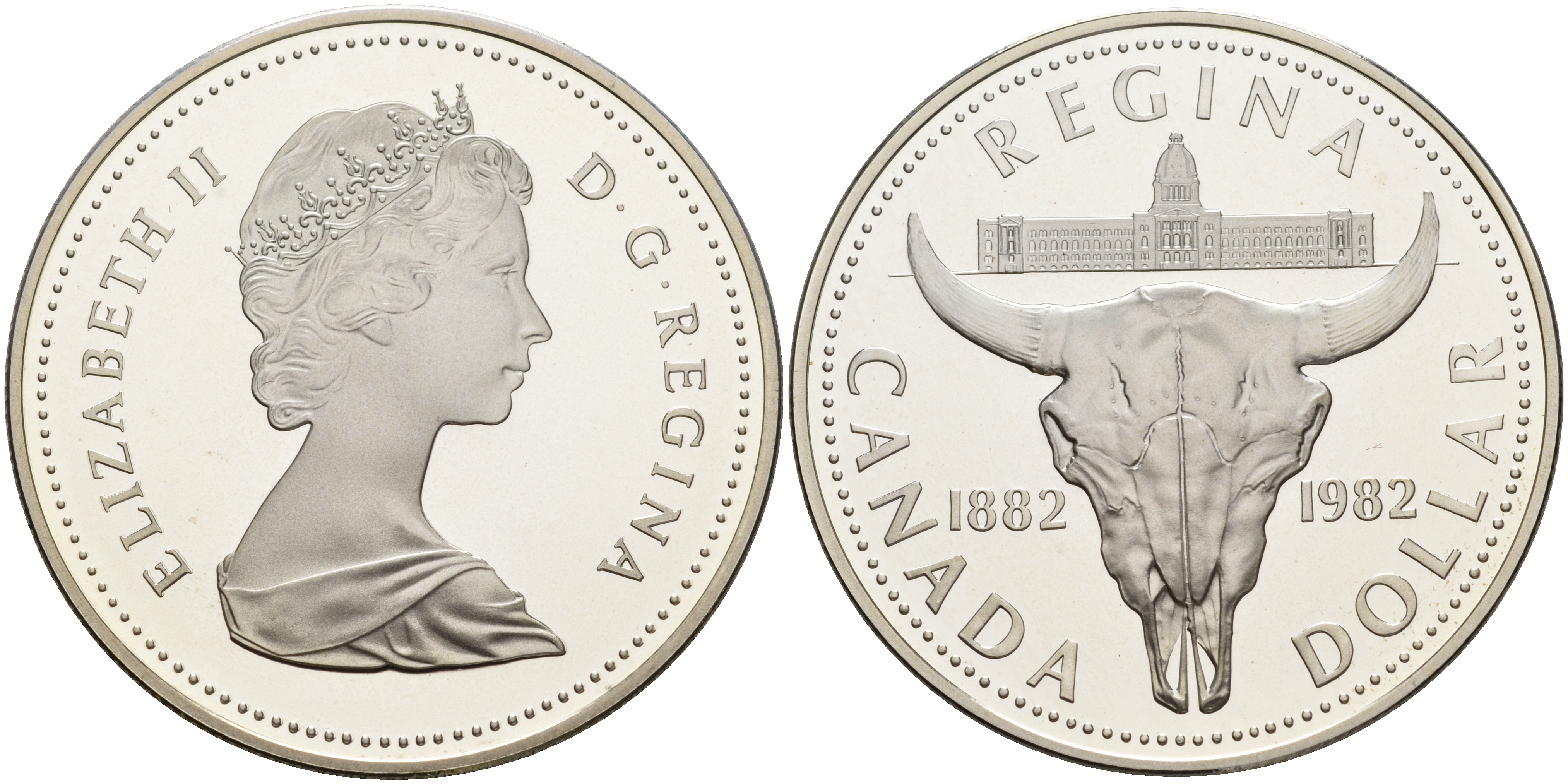 Канада 1 доллар 1982 100 лет городу Реджайна (1882-1982), королевский музей KM 133 серебро PROOF 1076-2-53