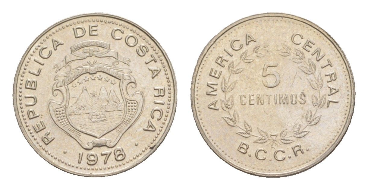 Коста-Рика 5 сентимо 1978 KM 184.2 медно-никель UNC 4644-325