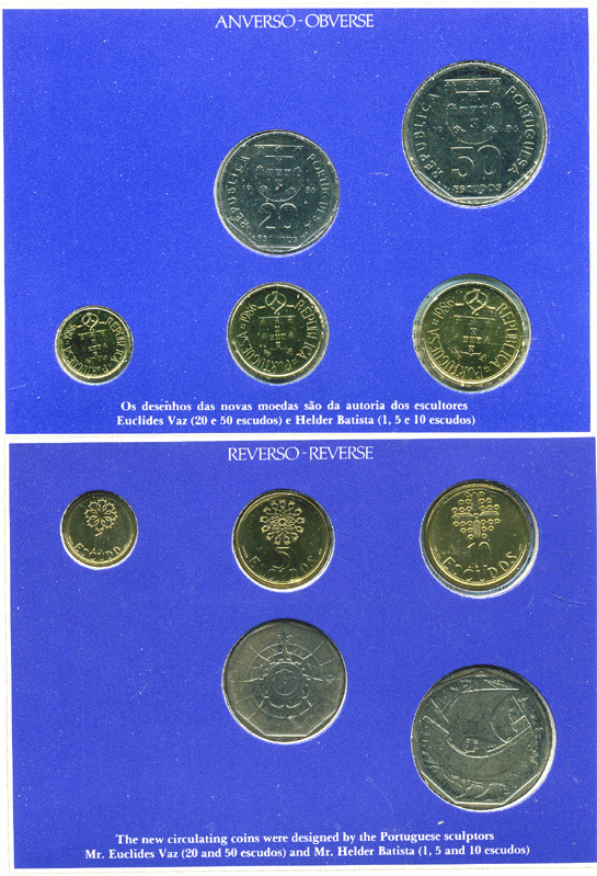 ПОРТУГАЛИЯ НАБОР ИЗ 5 МОНЕТ 1986 В ОРИГИНАЛЬНОМ БУКЛЕТЕ, С СЕРТИФИКАТОМ BUNC 3-6-3-26