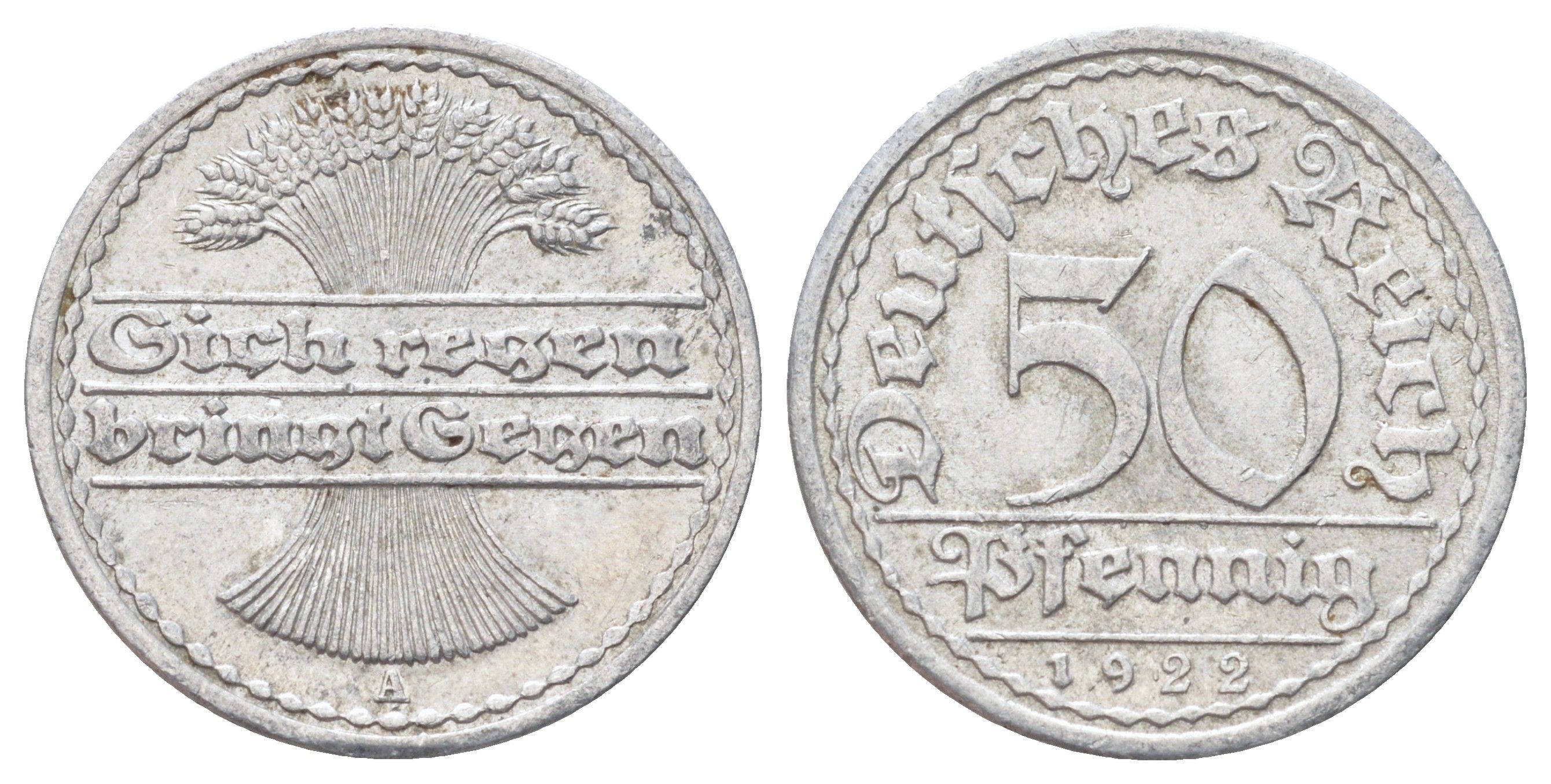Германия 50 пфеннигов 1922 A KM 27, J. 301 алюминий 4700-954