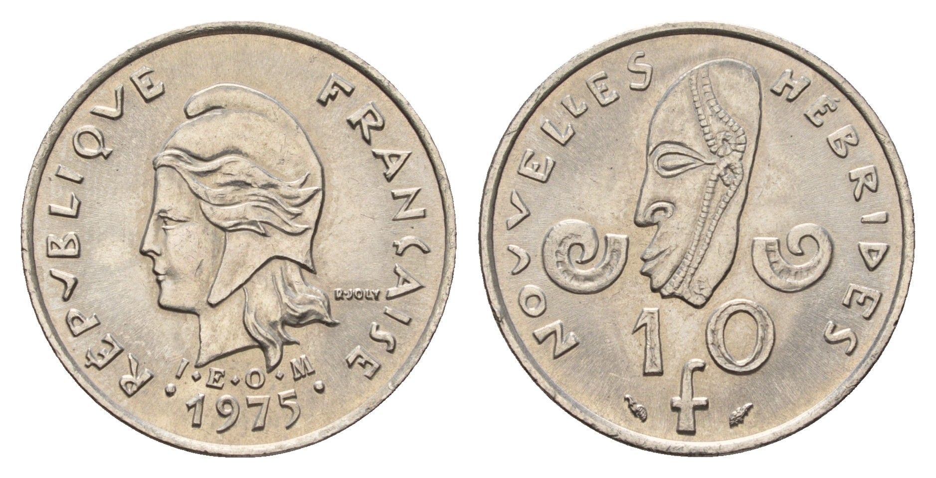 Новые Гебриды 10 франков 1975 KM 2.2 медно-никель UNC 4678-1011