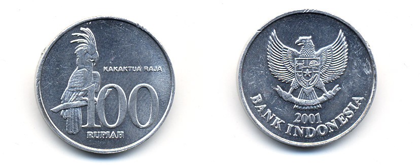 Индонезия 100 рупий 2001 черный пальмовый какаду KM 61 алюминий 23-1446