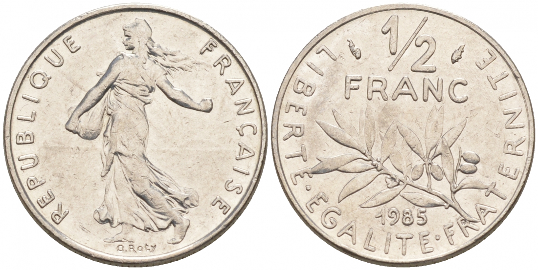 Франция 1/2 франка 1985 сеятель KM 931.1 никель 187-131