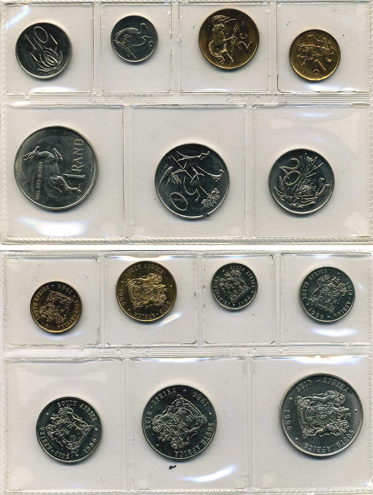 ЮАР набор из 7 монет 1986 в запайке, тираж 9100 экз. KM MS 23   UNC  3-4-1-16