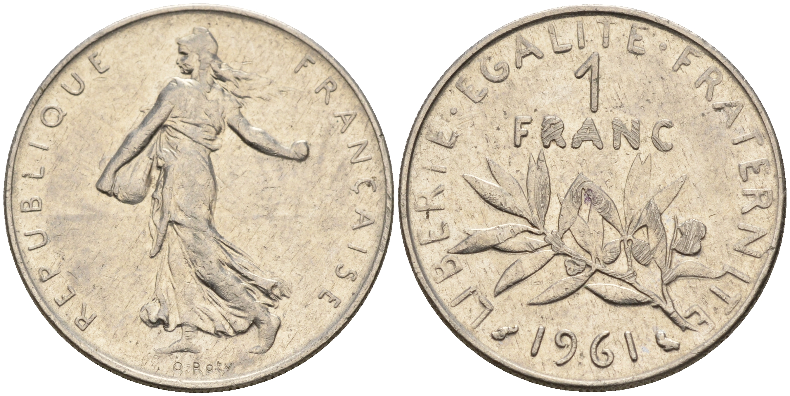 Франция 1 франк 1961 сеятель КМ 925.1 никель    4603-233