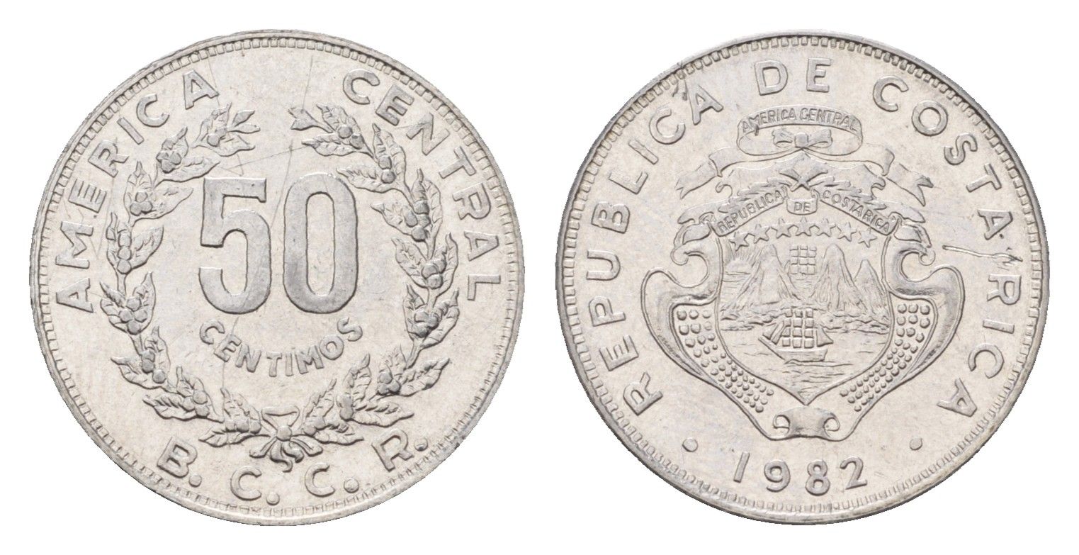 Коста-Рика 50 сентимо 1982 KM 209.1 нержавеющая сталь UNC 4679-647