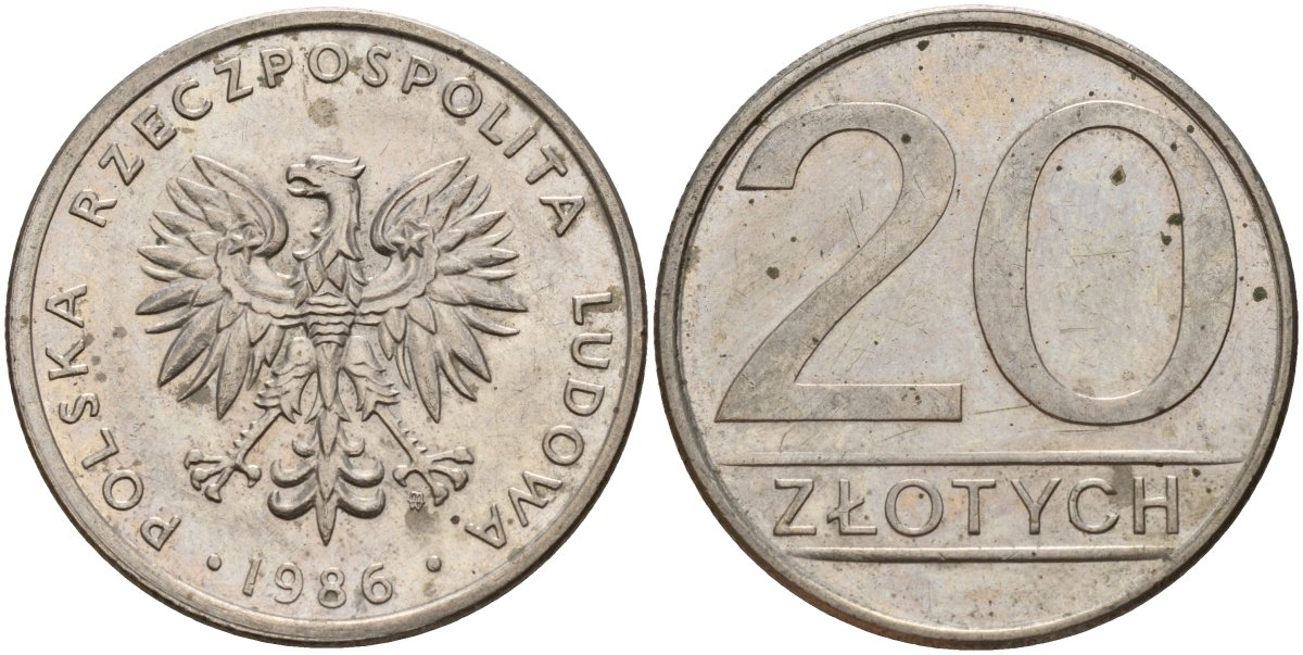 Польша 20 злотых 1986 MW Y 153.1 медно-никель 4187-642