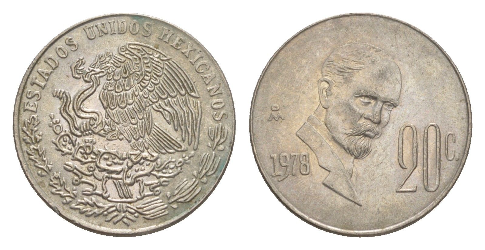 Мексика 20 сентаво 1978 Франциско Индалеси KM 442 медно-никель 4644-648