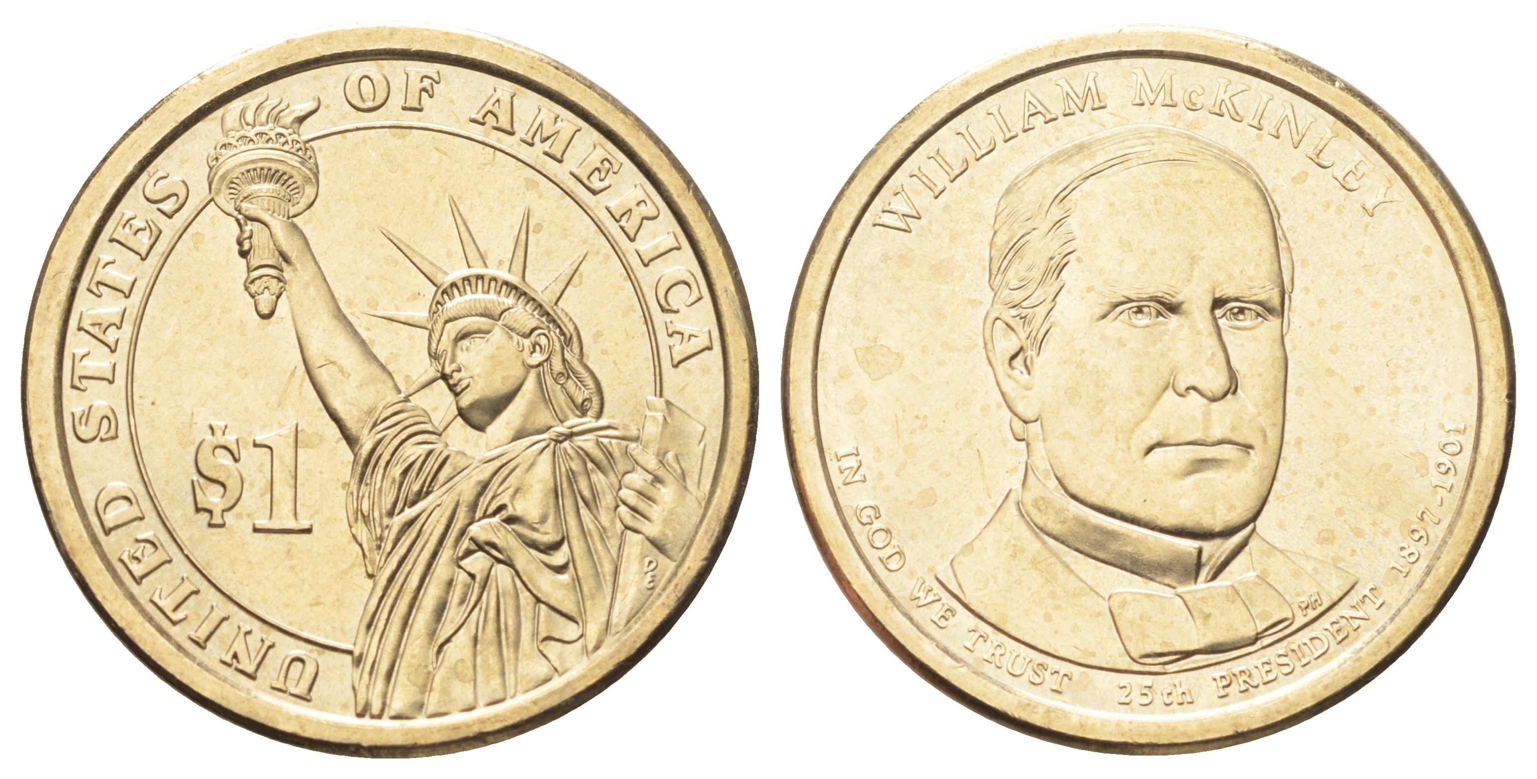 США 1 доллар 2013 Президент США - Уильям Мак-Кинли (1897–1901) KM 547 медь с марганцево-латунным покрытием UNC 4666-1022