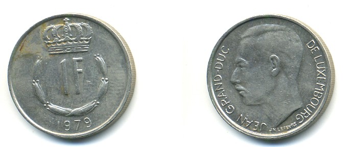 ЛЮКСЕМБУРГ 1 ФРАНК 1979 KM 55 медно-никель 4379-637