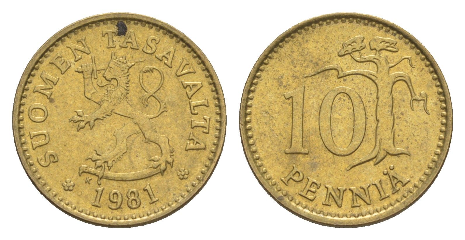 Финляндия 10 пенни 1981 KM 46 алюминиевая бронза 4647-342