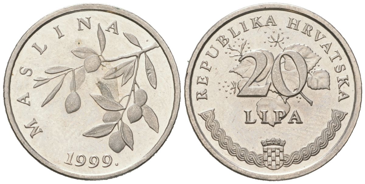Хорватия 20 лип 1999 нечетный год, легенда на хорватском KM 7 сталь плакировнная никелем UNC 206-318