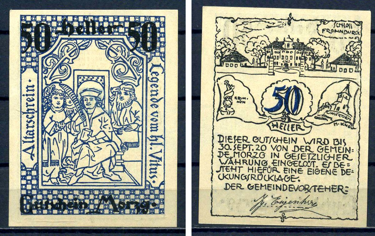 Морцг (Австрия) 50 геллеров 1920 Jaksc/Pick?JPR0630a-50 бумага aUNC 7556-38-1-2