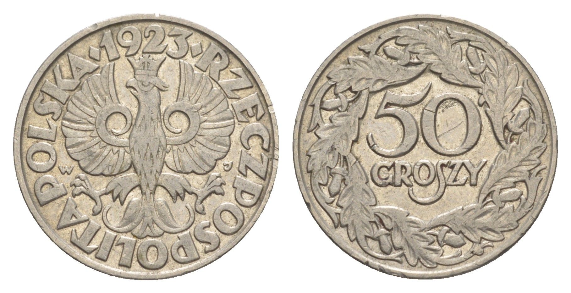 Польша 50 грошей 1923 Y 13 никель 4620-734