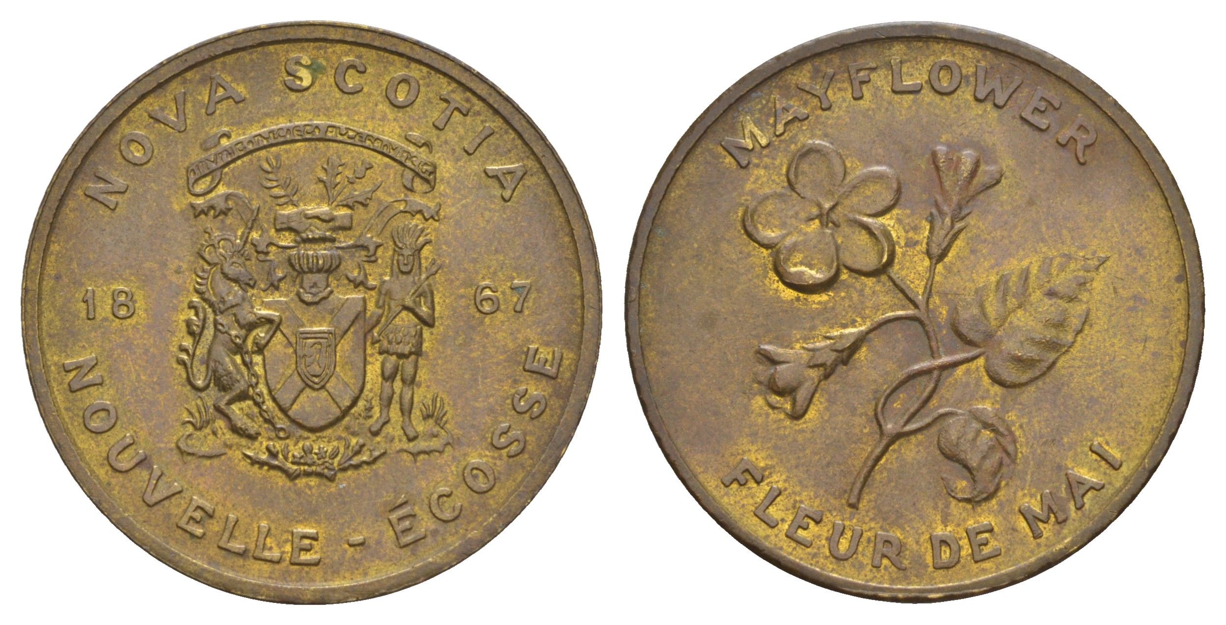Канада медаль "Новая Шотландия 1867 - провинция Канады" ND (1965-1968) диаметр 32 мм, вес 12 гр цинк плакированная латунью 4653-841