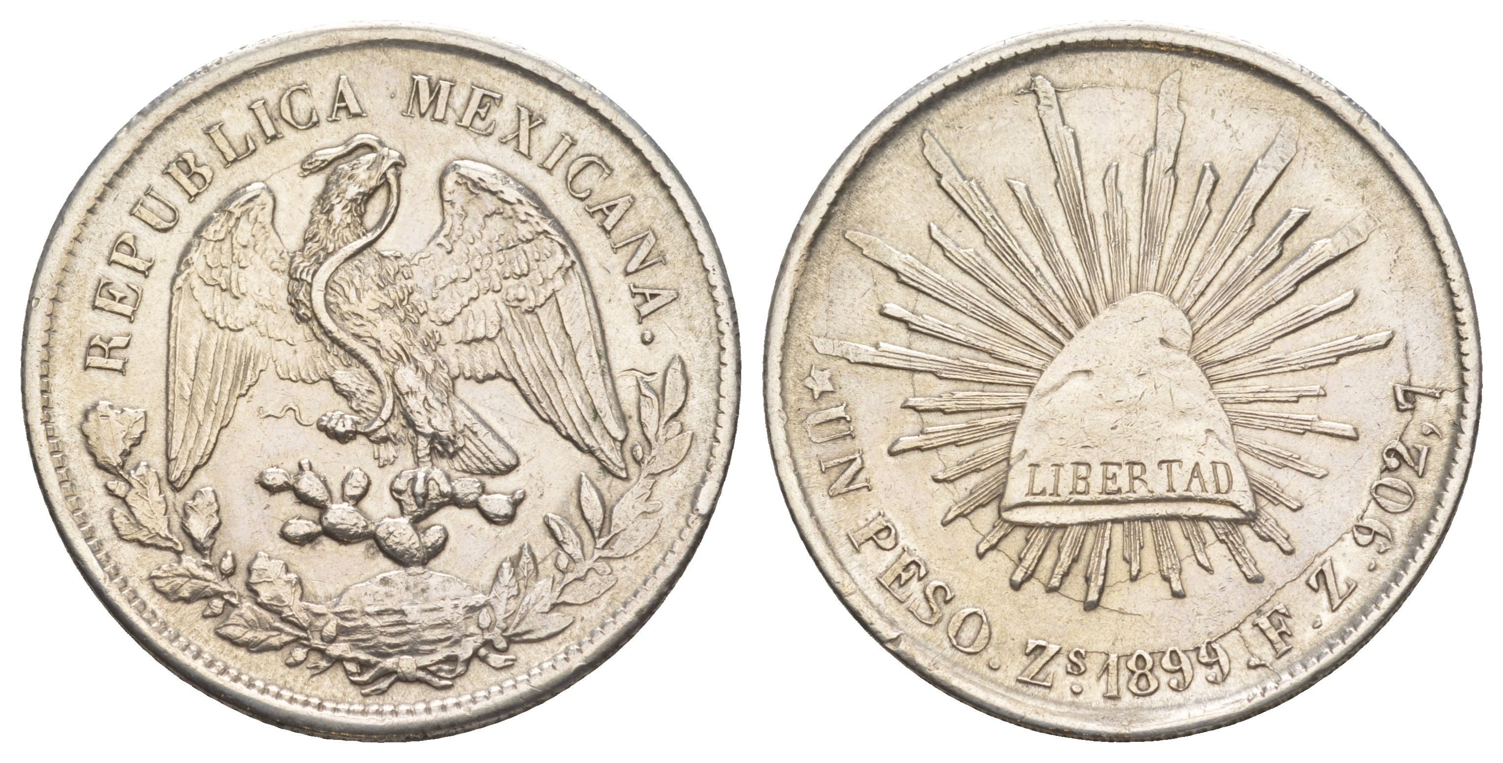 Мексика 1 песо 1899 KM 409.3 серебро 1066-2-12