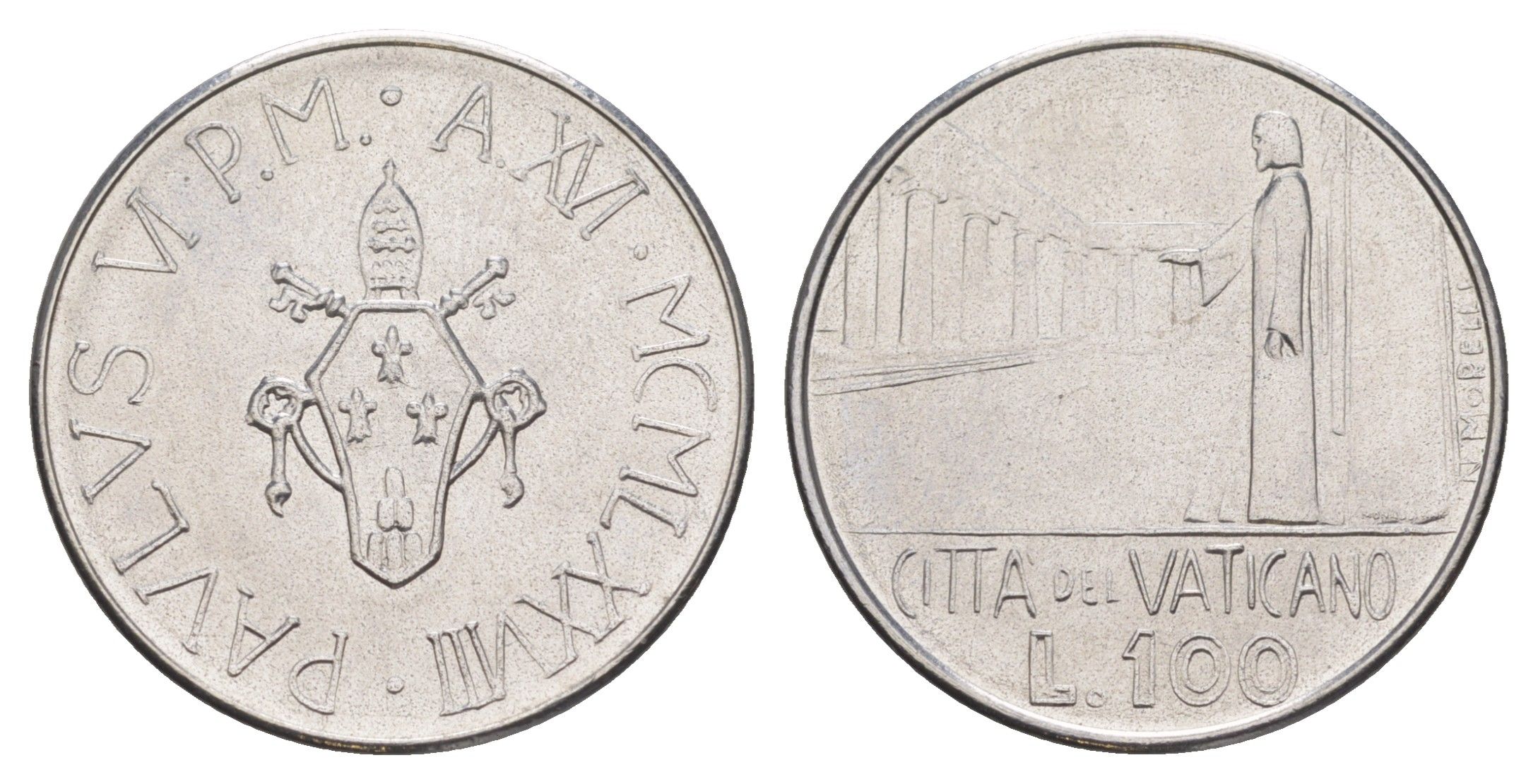 Ватикан 100 лир 1978 KM 137 нержавеющая сталь UNC 4648-354