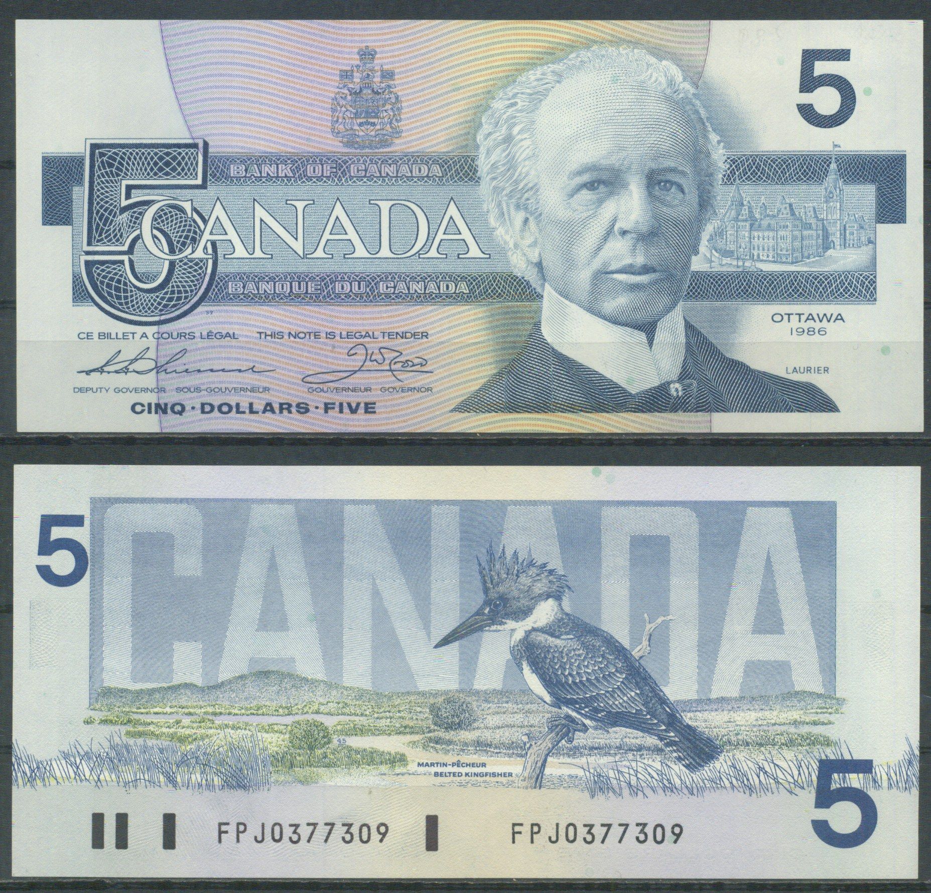 Канада 5 долларов 1986 Pick 95 b бумага aUNC 8622-17-3-1