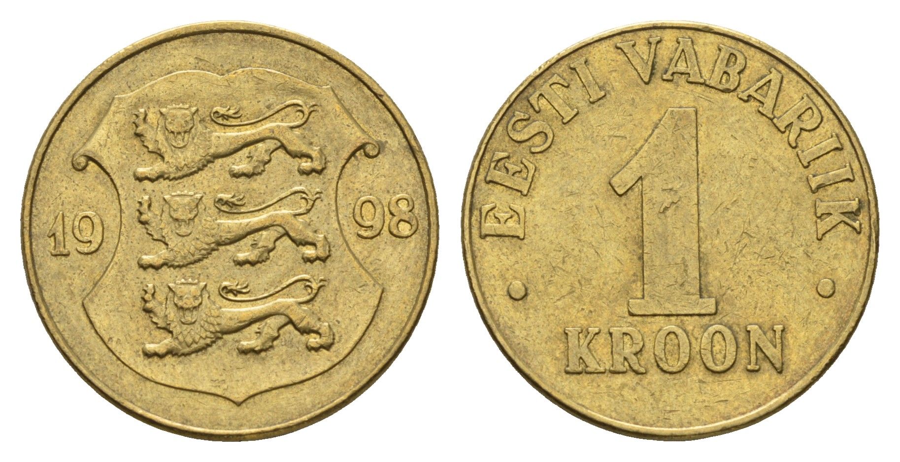 Эстония 1 крона 1998 KM 35 латунь 4688-646