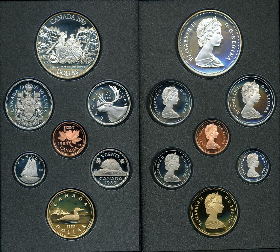 Канада набор из 7 монет 1989 с 1 долларом покорение реки Маккензи, в оригинальной коробке, с сертификатом PROOF 7-4-2-04