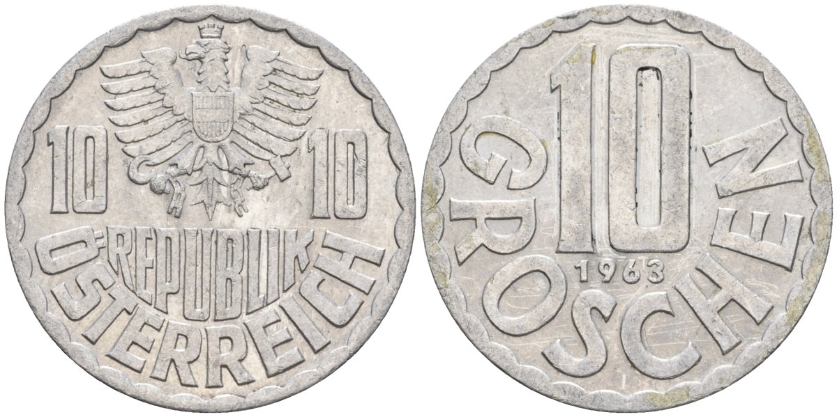 Австрия 10 грошей 1963 KM 2878 алюминий 4605-726