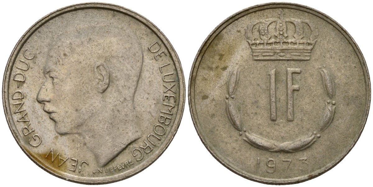 Люксембург 1 франк 1973 KM 55 медно-никель 4150-1054