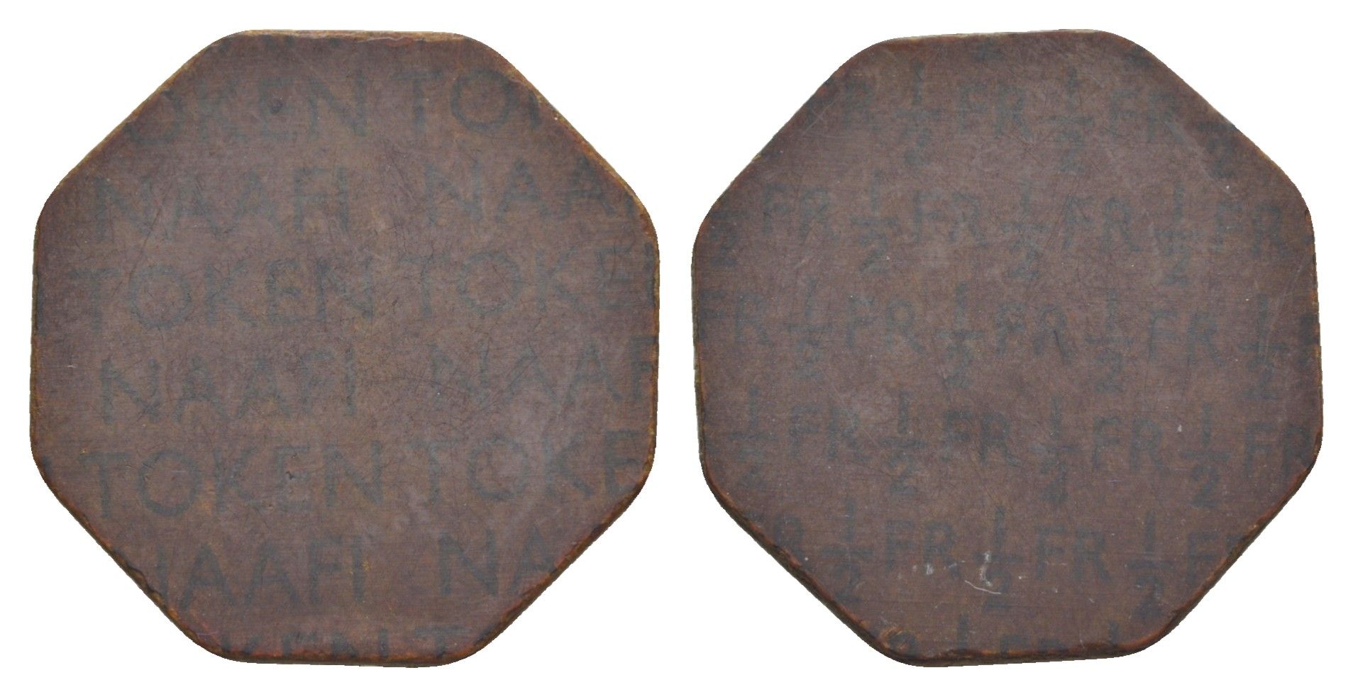 Великобритания, NAAFI (военно-морской флот) 1/2 франка ND (1944-1945) бакелит 4638-333