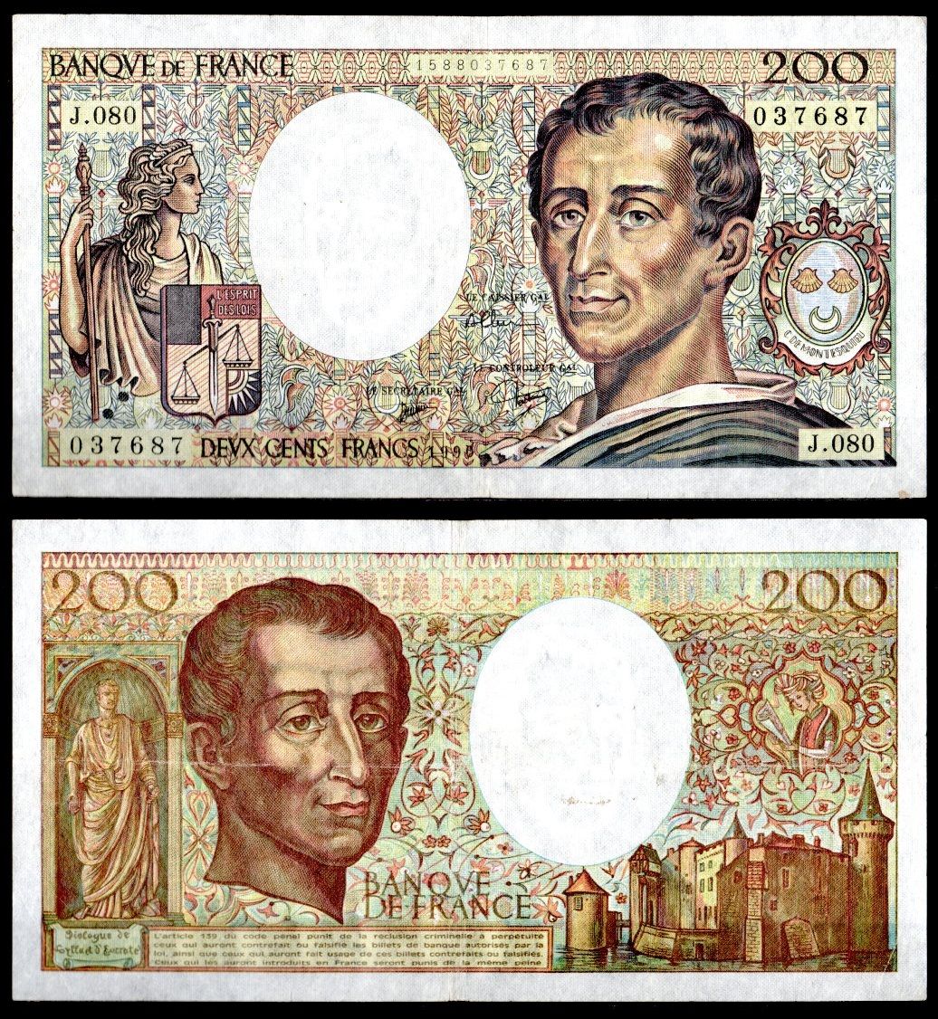 Франция 200 франков 1990 Pick 155 d бумага 7198-19-2-2