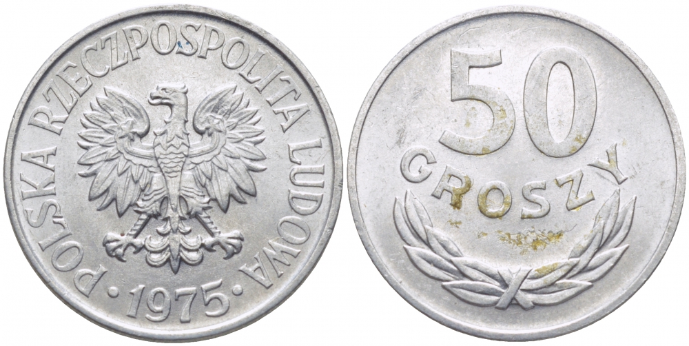 ПОЛЬША 50 ГРОШЕЙ 1975 MW KM 48.1 алюминий UNC 4448-144