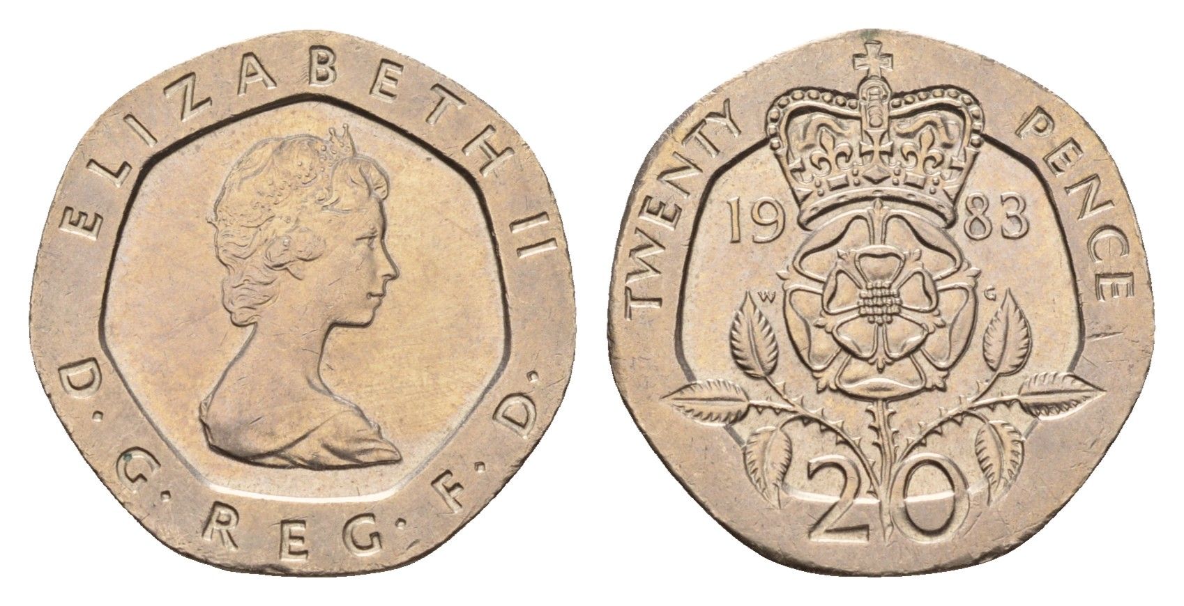 Великобритания 20 пенсов 1983 Елизавета II (1952-2022) KM 931, Spink 4230 (G1) медно-никель UNC 4674-1022