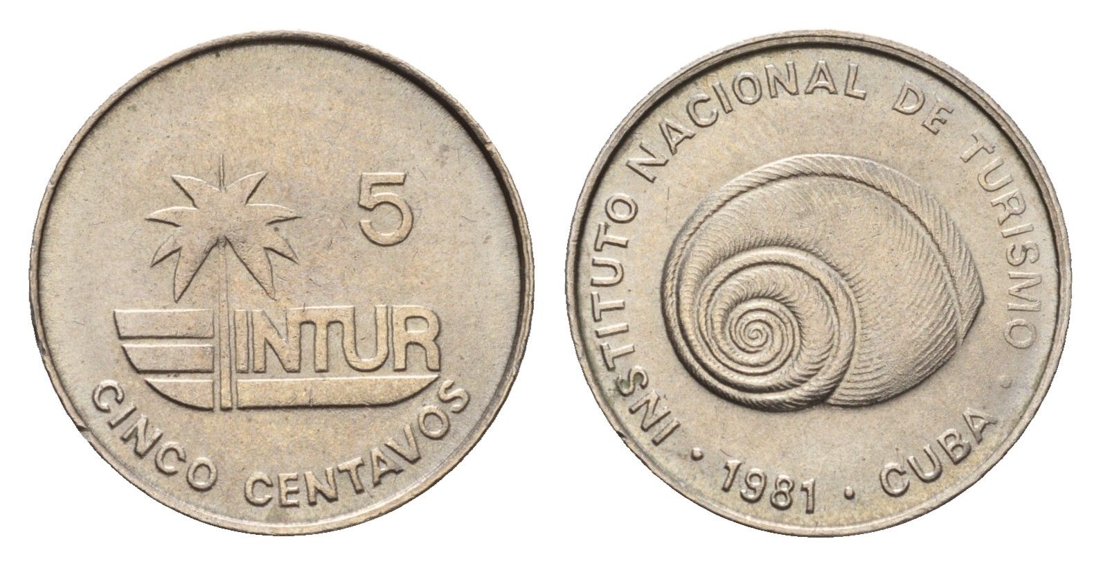 Куба 5 сентаво 1981 туристические деньги, INTUR, толстая KM 412.1 медно-никель UNC 4392-531