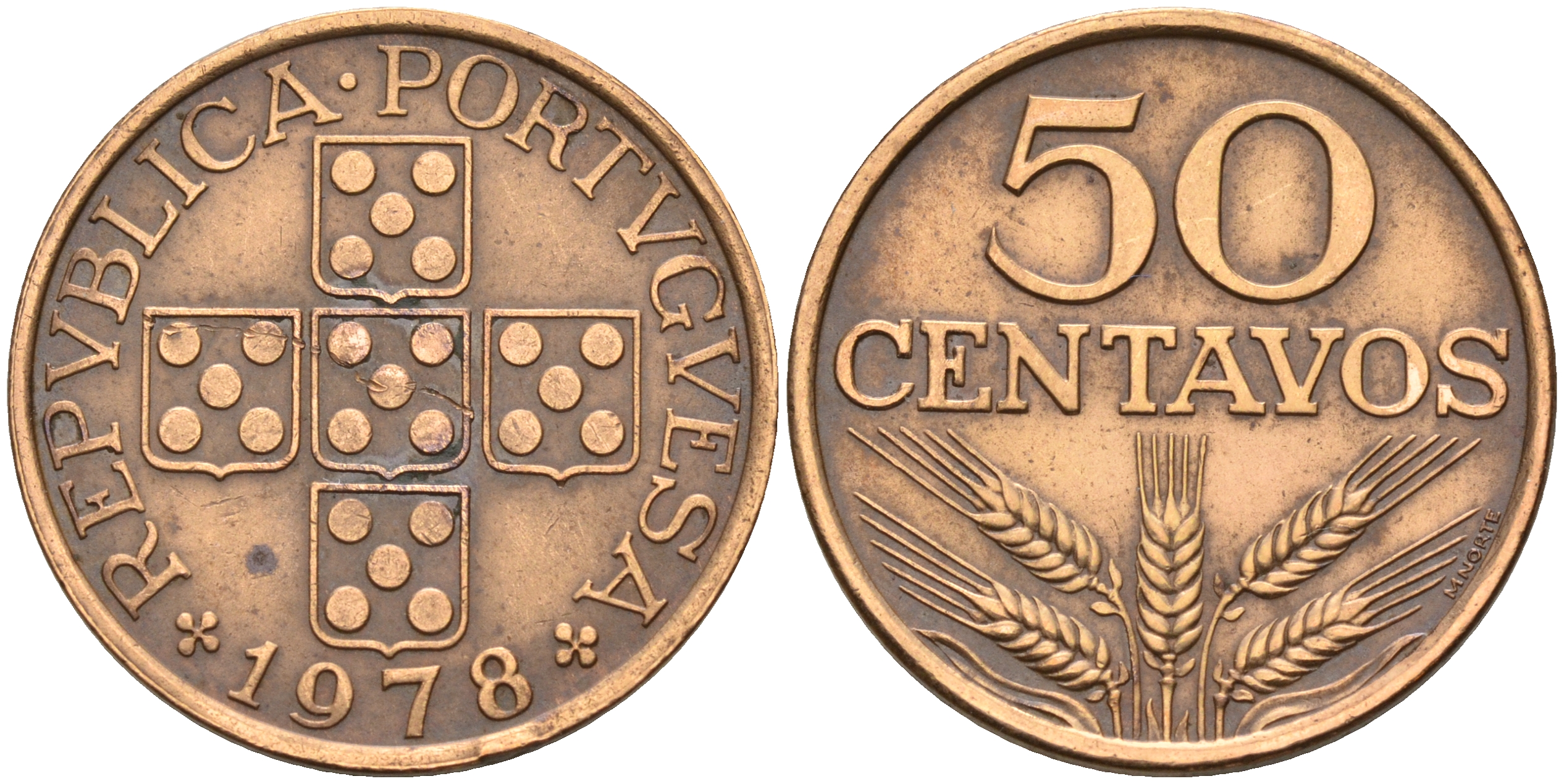 Португалия 50 сентаво 1978  KM 596 бронза    4161-726