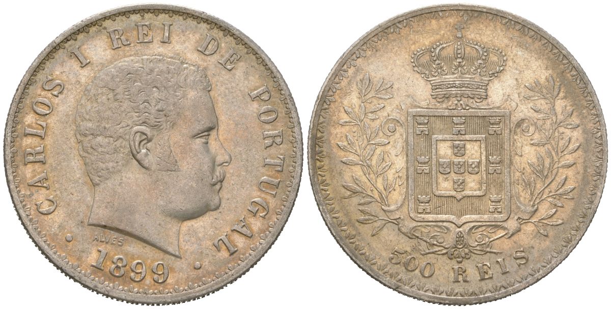 Португалия 500 реалов 1899 Карлуш I (1889-1908) KM 535 серебро 272-515