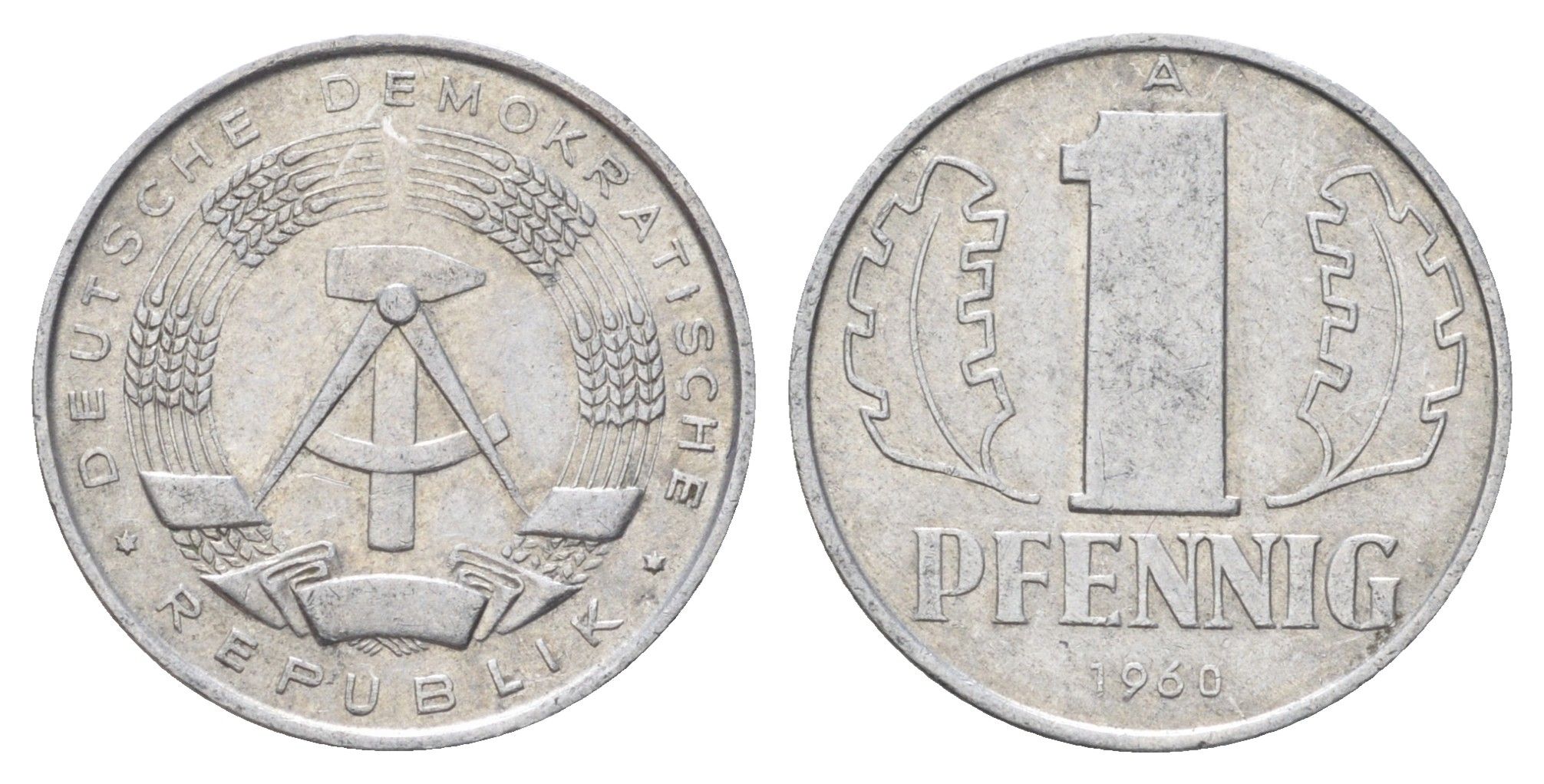 ГДР 1 пфенниг 1968 KM 8.1 алюминий 4679-1257