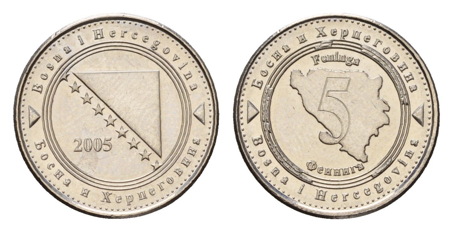 Босния и Герцеговина 5 фенингов 2005 KM 121 сталь плакированная никелем UNC 112-521