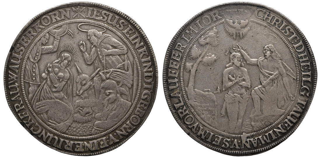 Гамбург 2 шауталера 1635-1668 крестильный 57,70 гр Gaed. 1582 серебро 00-00