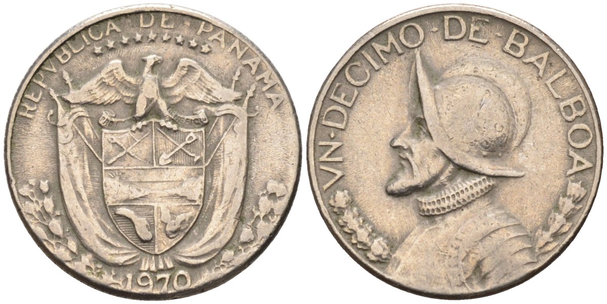Панама 1/10 бальбоа 1970 KM 10 медь плакированная медно-никелем 4580-212