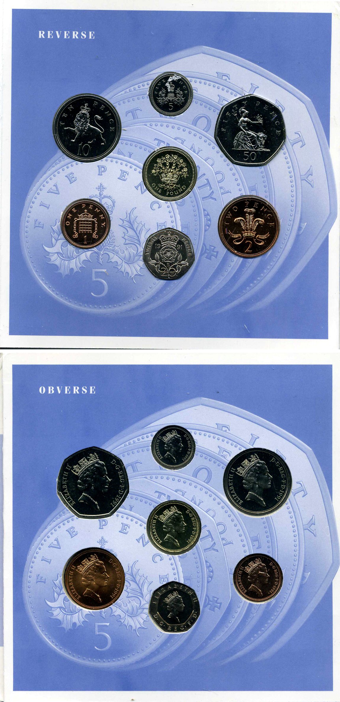 Великобритания набор из 7 монет 1991 в картонном буклете Spink US11   BUNC 00-00