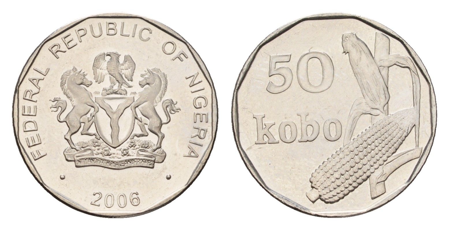 Нигерия 50 кобо 2006 год-тип KM 13.3 сталь плакированная никелем UNC 4585-159