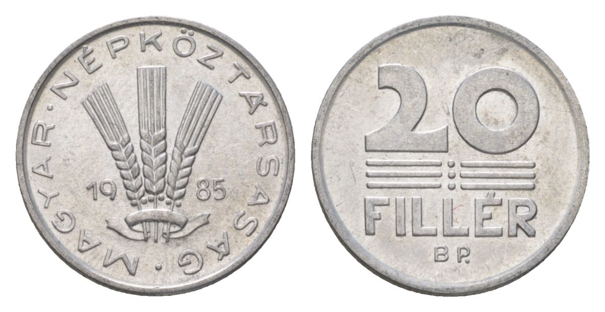 Венгрия 20 филлеров 1985 BP KM 573 алюминий aUNC 4625-866